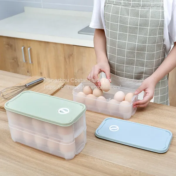 Plastic Egg Storage Container for Fridge Organization Storage Containers Transparent Box Egg Holder Bin With Lid Stackable Tray Holds 10/20 Eggs photo-3