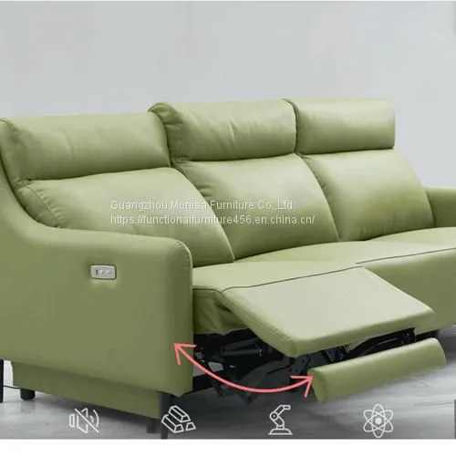 Italian Minimalist Leather Smart Sofa Living Room Straight Row Three-Seat First-Class Fashion Space Capsule Electric Function Sofa photo-2
