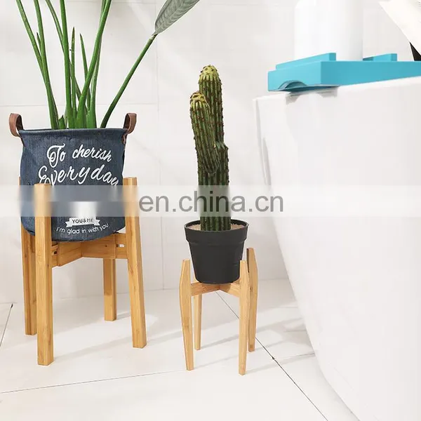High Quality Eco Friendly Modern Indoor Wooden Bamboo Garden Supplies Adjustable Plant Pots Display Stands Tall Square photo-4