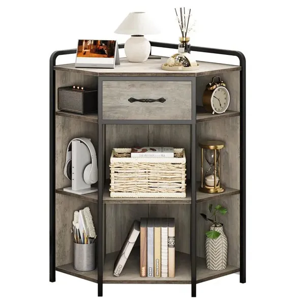 Side Cabinet Living Room Modern Creative Storage Cabinet Iron Wood Structure With Lights With Corner Rack Can be Customized photo-4