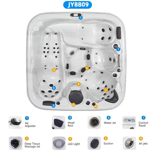 New Design Outdoor Hydrotherapy Massage SPA Bath 5 People Massage Acrylic Hot Tub With Waterfall photo-2