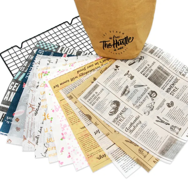 Low Price Sandwich Patty Burger Cooked Food Oil-proof Wrapping Paper News Paper Style Food Wrap Tissue Paper photo-5