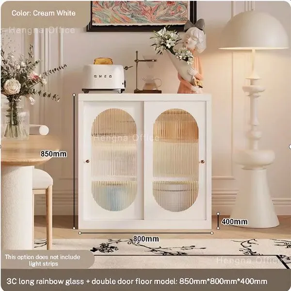 Vintage Metal Glass Bookcase With Curved Glass Door for Study Room | 3C Certified Tempered Glass & Adjustable Shelves photo-4