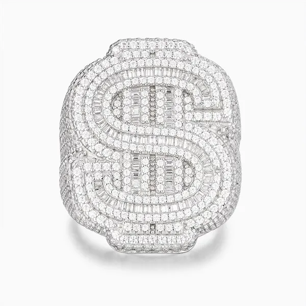 Shining Star Jewelry Custom Mens Big Dollar Sign Moissanite Hip Hop Rapper Ring photo-4