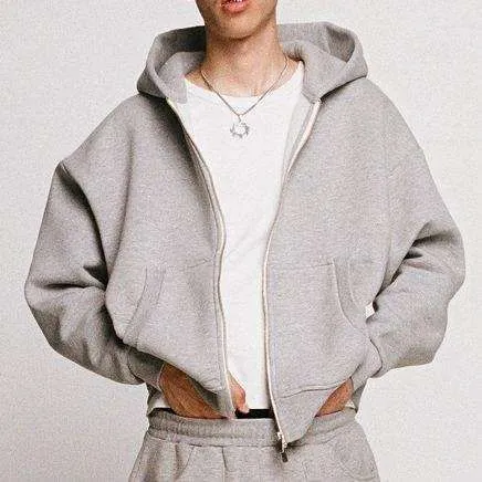Streetwear Heavyweight 100% Cotton Fleece Blank Hoodie Zip up Vintage Double Layer Custom for Brand Distressed Hoodies for Men