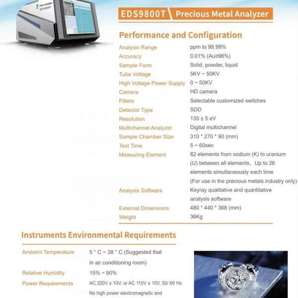 Spectrometer-Quick Gold Tester Spectrometer- Xrf Gold Tester XRF Gold Purity Testing Machine