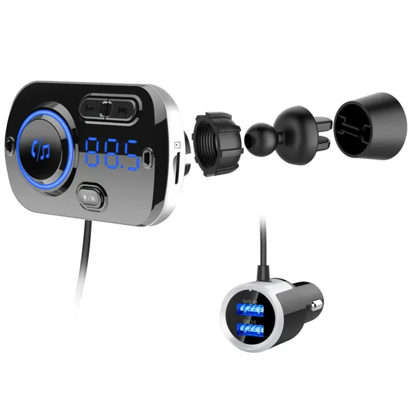 OEMBC49BQ FM Transmitter Car Kit Handsfree Wireless Bluetooth MP3 Player Dual USB QC3.0 Fast Charger photo-4
