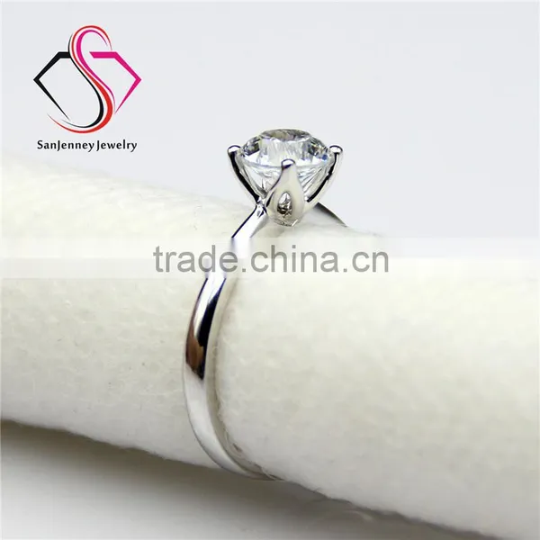 Round Brilliant Cut Moissanite Solitaire 4 Prong 1 Carat 6.5mm Center 14k White Yellow Gold Diamond Engagement Ring photo-4