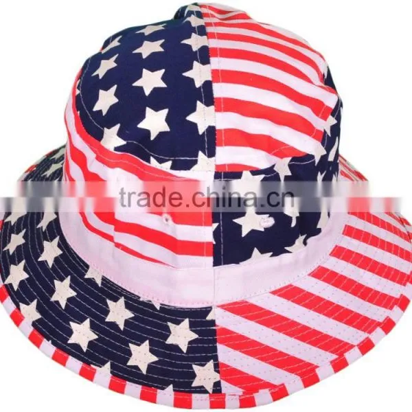 Wholesale Cool Mens Beer Funny Tie Dyed American Flag Bucket Hat photo-5
