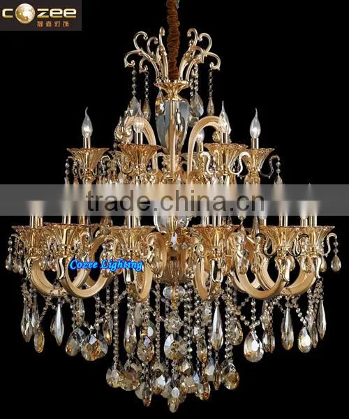 Modern Luxury Gold Zinc Alloy Crystal Lamp Chandelier Lighting Pendant Light CZ5121/12+6
