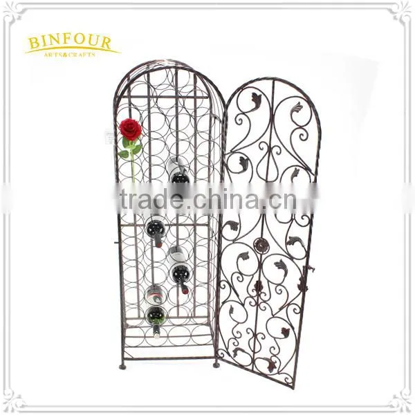 Modern Floor Standing 2 Tiers Metal Wine Display Cabinet photo-5