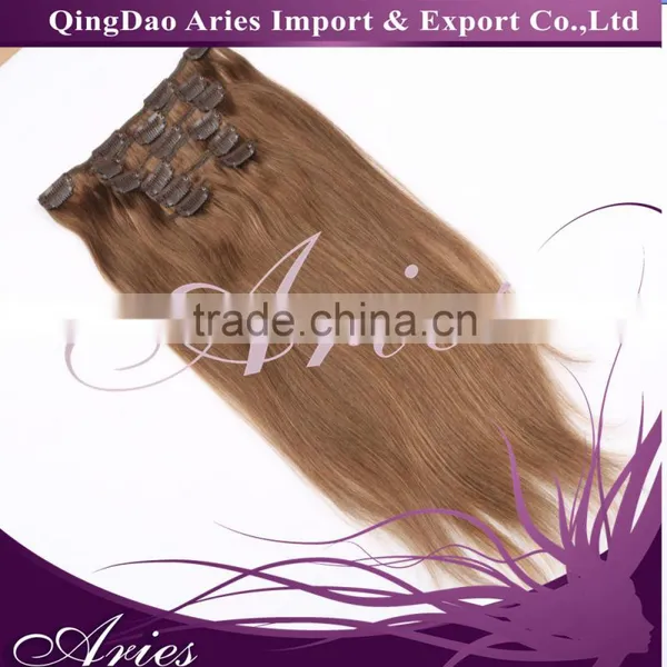 Wholesale Clip in Hair Extension REMY Cheap 100% Human Hair Dark Color Clip in Hair Extension photo-3