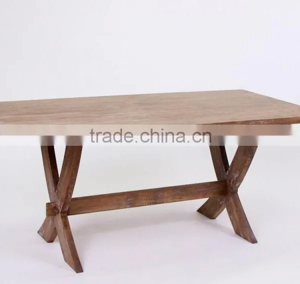 Home Used Antique Solid Wooden With X Design Leg Rectangular Dining /Party Table(DT-827-OAK) photo-3