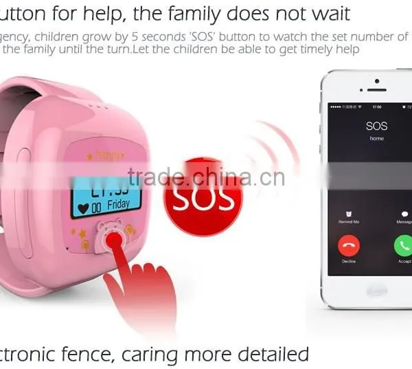 2015 Newest and Hot Selling Cartoon Kids Gps Tracking Watch Hone photo-2