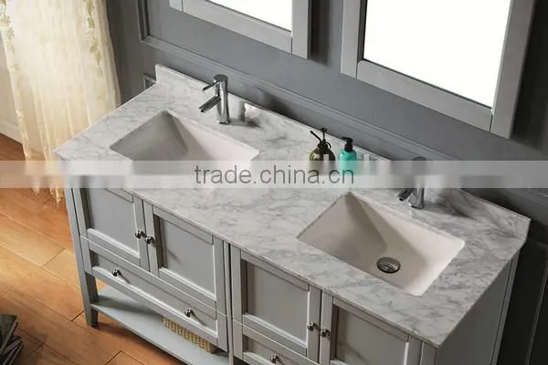 Solid Wood Wash Basin Double Sinks Bathroom Cabinet Foshan Factory Made Furniture No.1006D photo-2