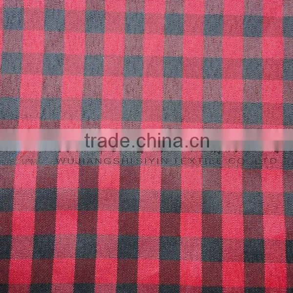 Red and Black Yarn Dyed Checked Fabric