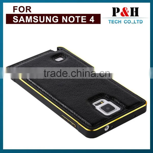 For Samsung Galaxy Note 4 Sublimation Case Aluminum Bumper Genuine Leather Case photo-5