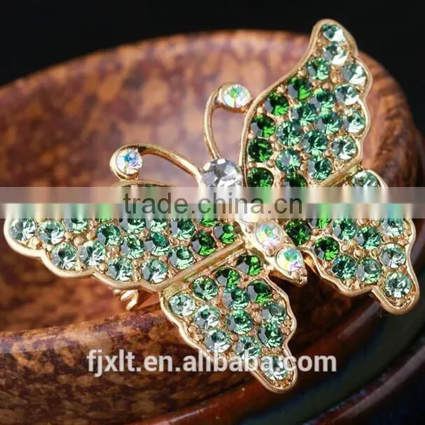 Brass Cooper Butterfly Rhinestone Brooch photo-4