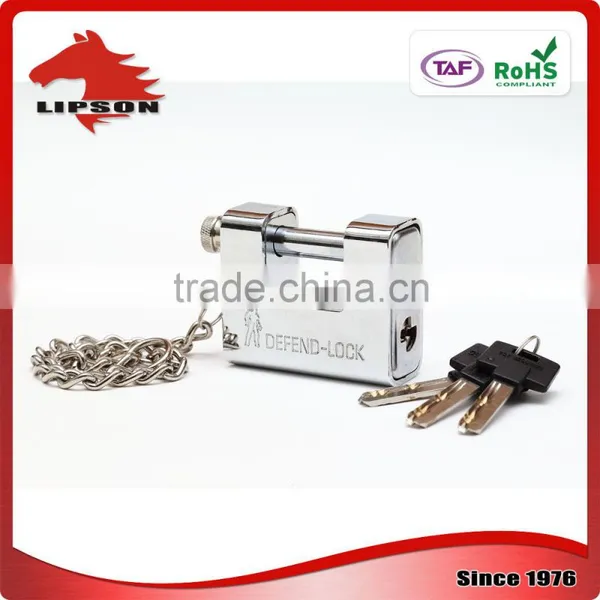 LS-303 Kaba Key and Steel Chain WITH Plated Steel Amour Rectangular Padlock photo-2