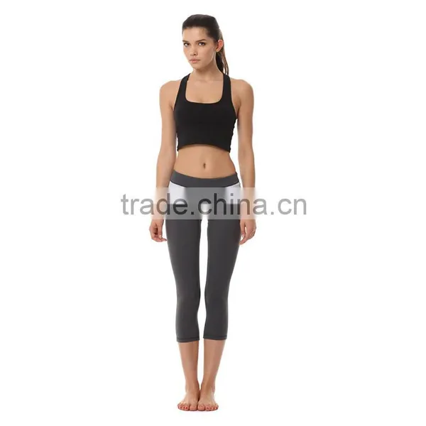 2016 Factory Manufacturer 3/4 Length Mix Color on Waist Women Workout Leggings Quality Choice photo-3