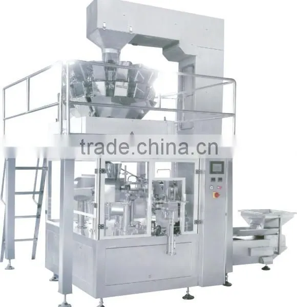 Automatic Rotary Premade Pouch Packing Machine Production Line With Combination Electric Multihead Weigher
