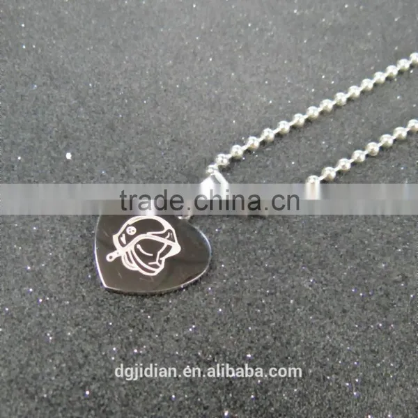 Mens Stainless Steel Heart Shaped Dog Tag Necklace Pendant Blank, Laser Engrave Logo Customize photo-3