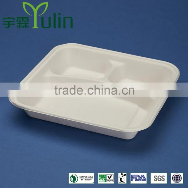 TY-10 Wholesale 5 Comprtments Airline Food Sugarcane Paper Tray