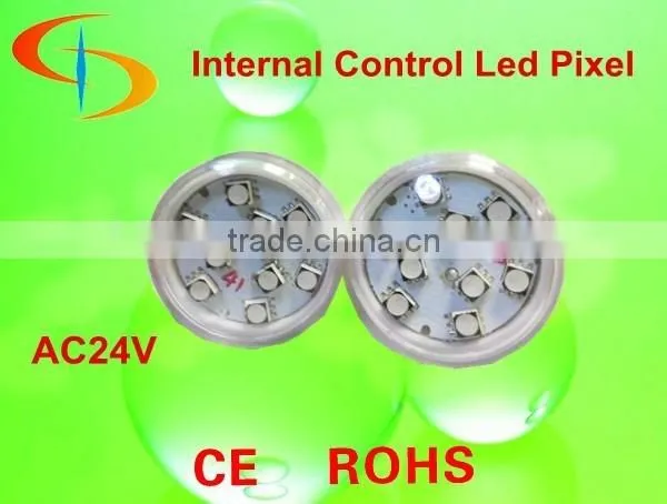 led internal control rgb pixel, auto 24v led amusement park light 45mm 9led