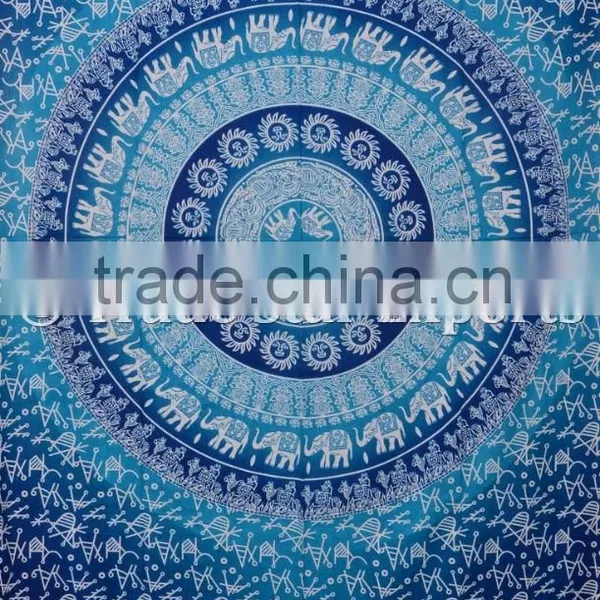 Indian Ombre Ethnic Elephant Hippie Mandala Wall Art Twin Cotton Boho Wall Hanging Tapestry photo-4