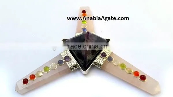 Rose Quartz Flat Stick Chakra Gemstone Energy Generator : Gemstone Amethyst Tetrahedron photo-6
