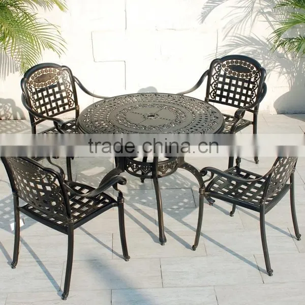 2016 New Design Cast Aluminum 5-Piece Dining Set With Seat Cushions and Round Dining Table, Antique Bronze Finish photo-2