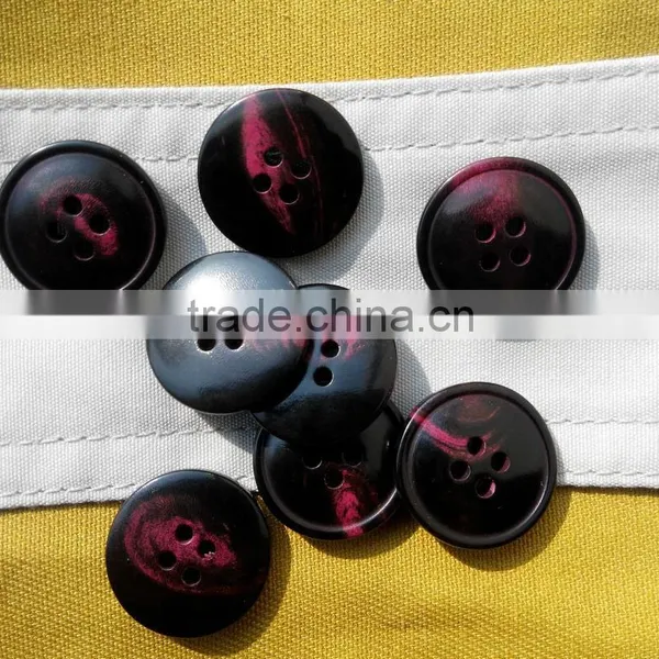 4 Holes Natural Dye Burgundy Grain Buffalo Horn Suit Button With Rim photo-2