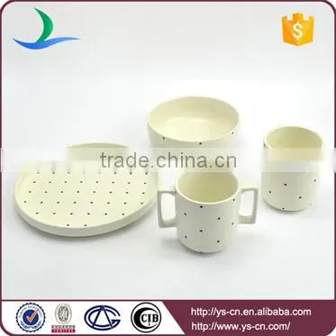 Kids Black Spot Beige Matt Color Stoneware China Dinnerware photo-2