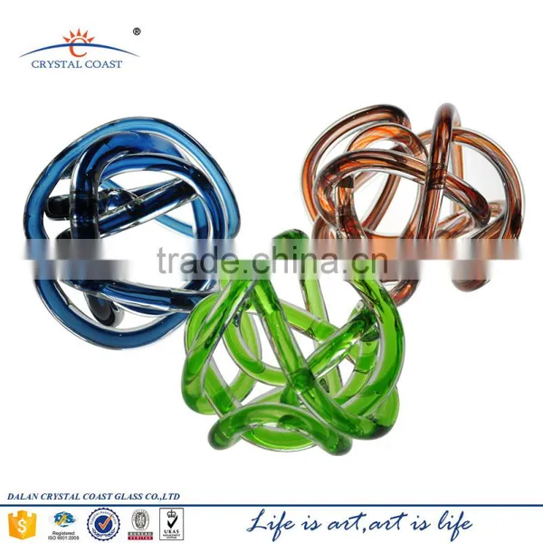 Medium Handcrafted Mid Century Modern Art Decor Cheap Glass Knot Paper Weight photo-4