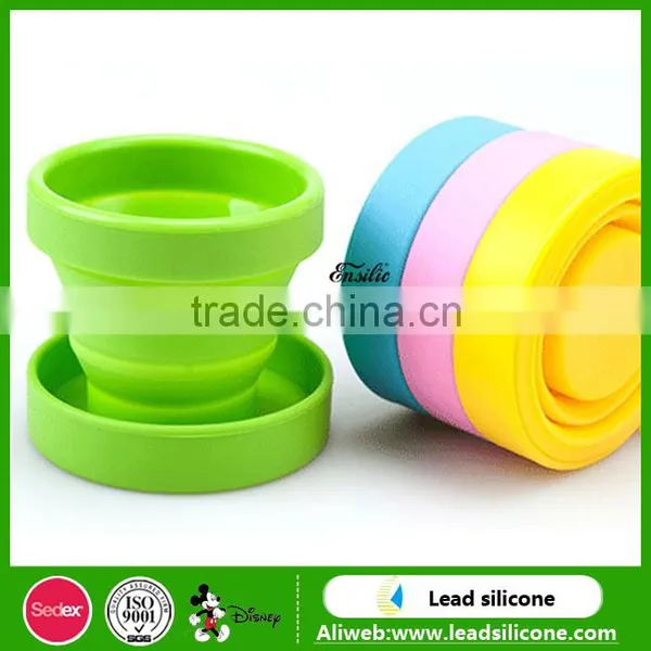 Heat Resistant Collapsible Double Wall Glass Cup With Silicone Lid photo-3