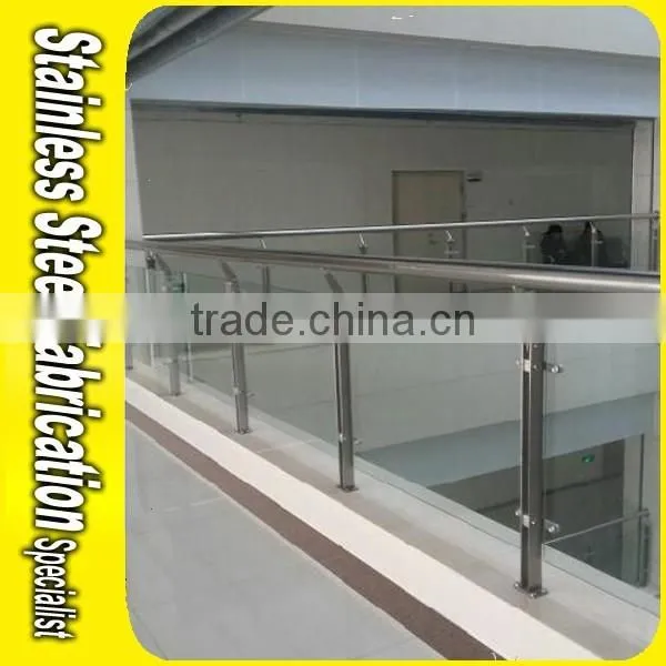 Brushed Stainless Steel Pipe and Glass Balcony Railing Designs photo-6