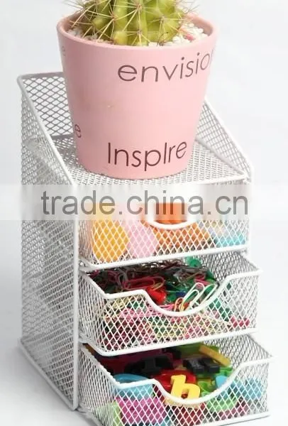 Metal Mesh 4 Tier Wire Office Stationery Desk Drawer Organizer/Desk Storage Drawer Organizer photo-2