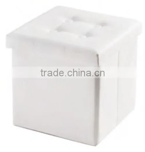 White Faux Leather Foot Rest Storage Ottman With Removable Lid photo-2