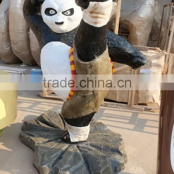 Outdoor Fiberglass Strong Panda Mascot Figure photo-2