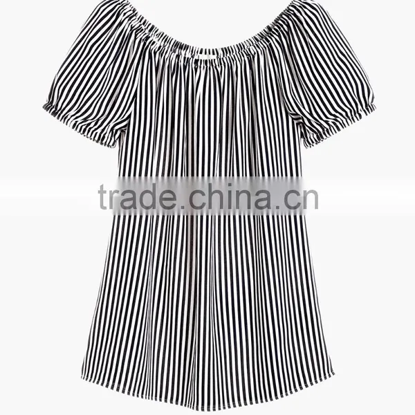 Women's Off--shoulder Striped Tops photo-3