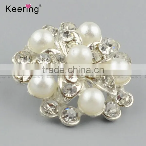 Keering-style Hotsale Pearl Rhinestone Button Pins for Shirt WBK-1471 photo-3
