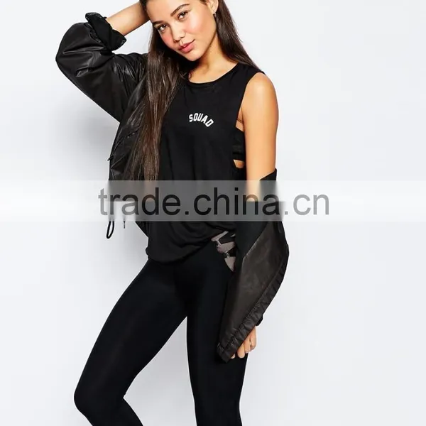 Ladies Sleeveless Crew Neck Private Party Fitness Tank Top photo-2