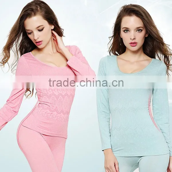 New Arrival 2016 Sexy Ladies Thermal Underwears Seamless Antibacterial Warm Long Johns Women Body Shaped Underwear Sets photo-2