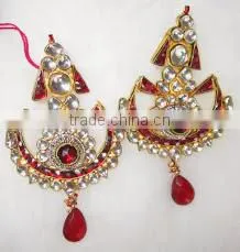 Silver Gold Plated Earrings Kundan Gemstone
