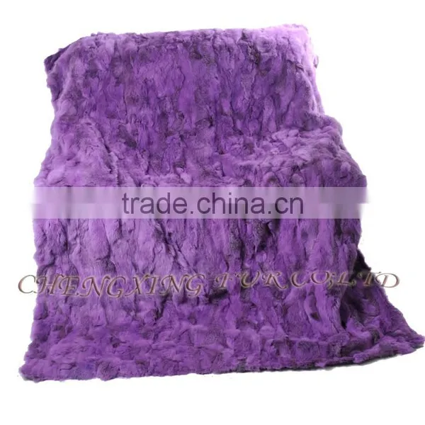 CX-D-11F Blue Patchwork Winter Genuine Rabbit Fur Fashion Rugs Throw photo-2