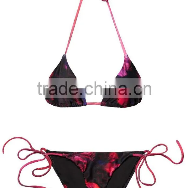 Ladies Fashion Halter and Dark Color Print Biniki photo-3