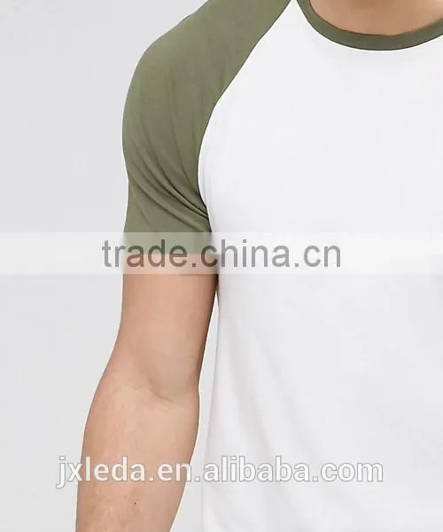Wholesale Men Contrast Raglan Short Sleeves Muscle Tight Fit T-shirt photo-3