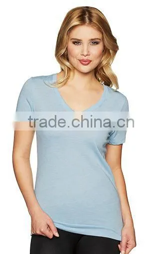 Next Level Apparel Ladies' Poly Cotton V-Neck Tee - Made From 65% Polyester and 35% Combed Cotton and Comes With Your Logo. photo-2