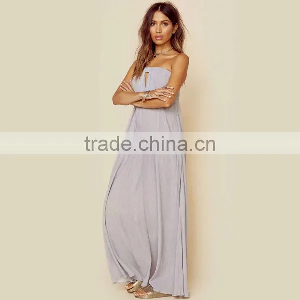 OEM Strapless Maxi Shift Dress With Keyhole One Fits All Plus Size Dresses photo-3
