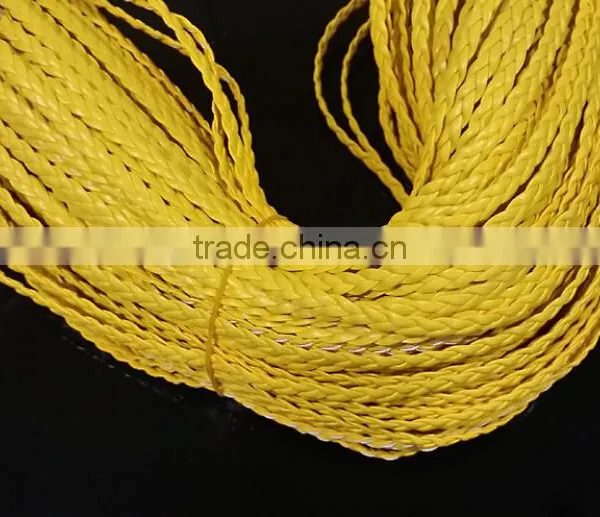 DIY Jewelry Wire PU Leather Rope Color Braided Rope Wholesale Three Strands Braided 5mm Flat Leather Rope (100 m / Roll)